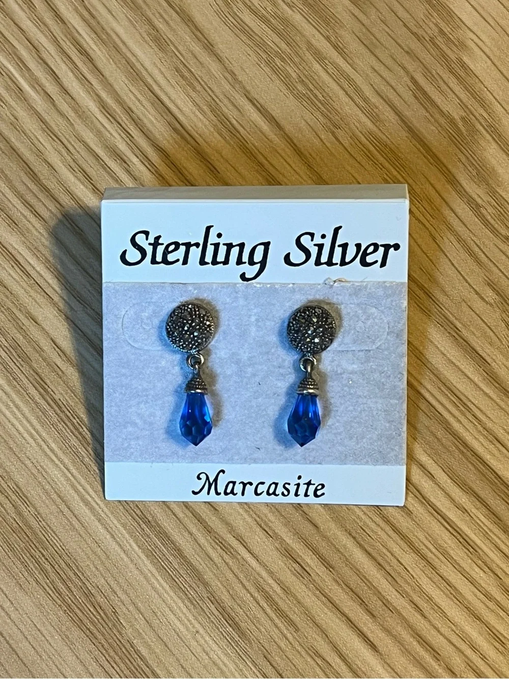 Sterling silver blue marcasite earring bundle - Picture 3 of 7